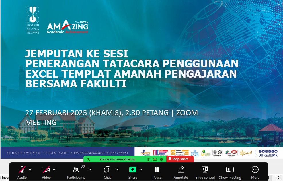 SESI PENERANGAN TATACARA PENGGUNAAN EXCEL TEMPLAT AMANAH PENGAJARAN BERSAMA FAKULTI